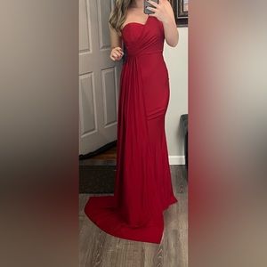 Burgundy Gown Size Small One Shoulder Split Thigh Formal Dress